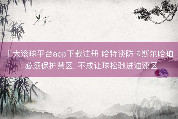 十大滚球平台app下载注册 哈特谈防卡斯尔哈珀: 必须保护禁区, 不成让球松驰进油漆区