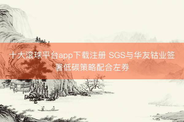 十大滚球平台app下载注册 SGS与华友钴业签署低碳策略配合左券