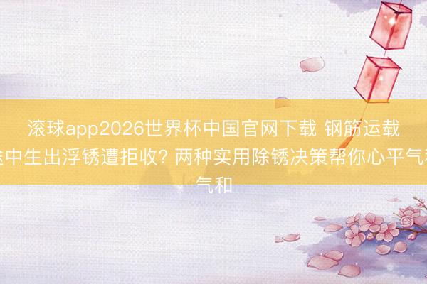 滚球app2026世界杯中国官网下载 钢筋运载途中生出浮锈遭拒收? 两种实用除锈决策帮你心平气和
