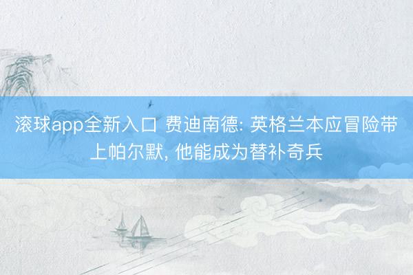 滚球app全新入口 费迪南德: 英格兰本应冒险带上帕尔默, 他能成为替补奇兵