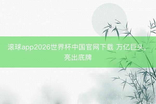 滚球app2026世界杯中国官网下载 万亿巨头, 亮出底牌
