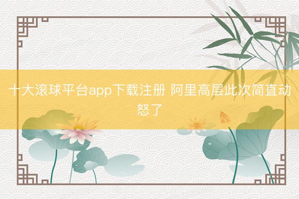 十大滚球平台app下载注册 阿里高层此次简直动怒了
