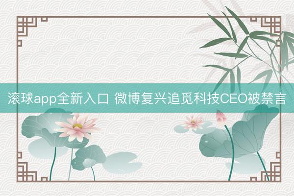 滚球app全新入口 微博复兴追觅科技CEO被禁言