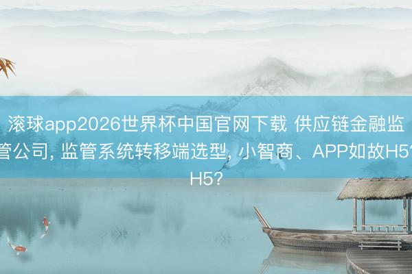 滚球app2026世界杯中国官网下载 供应链金融监管公司, 监管系统转移端选型, 小智商、APP如故H5?