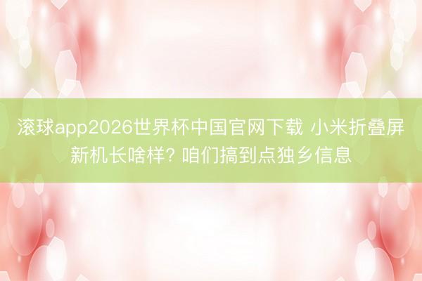 滚球app2026世界杯中国官网下载 小米折叠屏新机长啥样? 咱们搞到点独乡信息