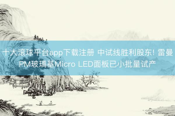 十大滚球平台app下载注册 中试线胜利股东! 雷曼PM玻璃基Micro LED面板已小批量试产