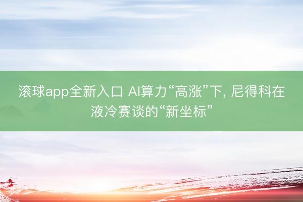 滚球app全新入口 AI算力“高涨”下, 尼得科在液冷赛谈的“新坐标”