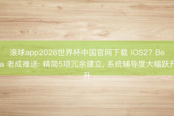滚球app2026世界杯中国官网下载 iOS27 Beta 老成推送: 精简5项冗余建立, 系统辅导度大幅跃升