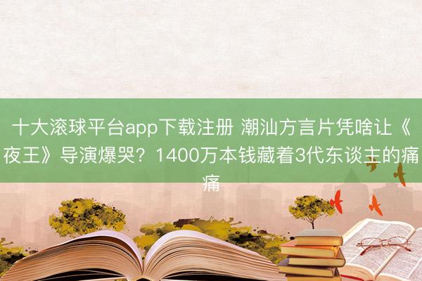 十大滚球平台app下载注册 潮汕方言片凭啥让《夜王》导演爆哭？1400万本钱藏着3代东谈主的痛