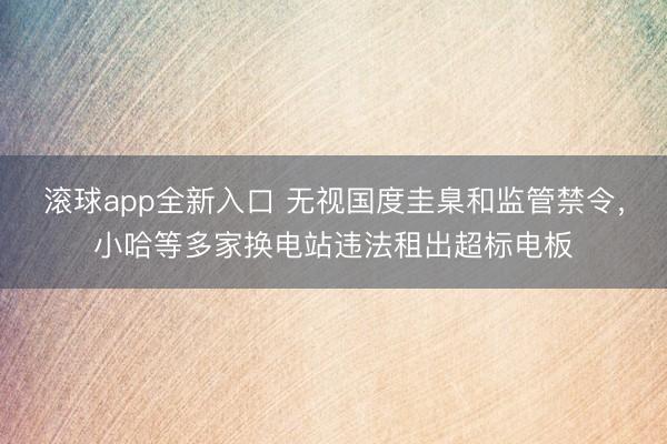 滚球app全新入口 无视国度圭臬和监管禁令，小哈等多家换电站违法租出超标电板