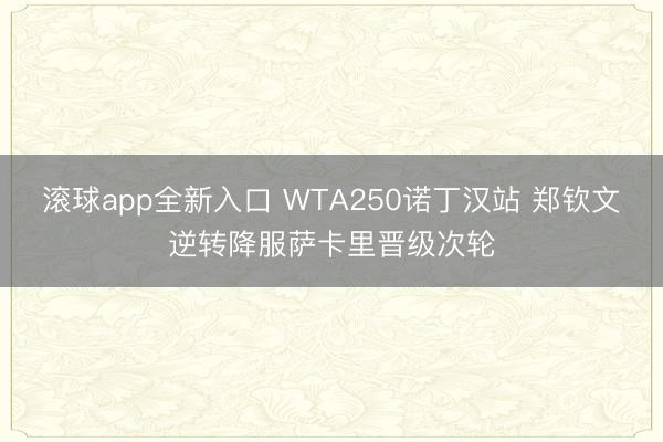 滚球app全新入口 WTA250诺丁汉站 郑钦文逆转降服萨卡里晋级次轮