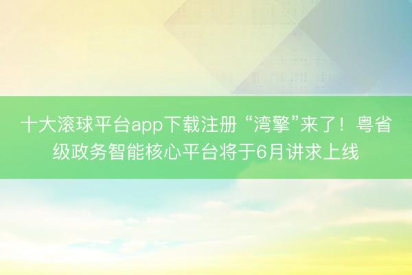 十大滚球平台app下载注册 “湾擎”来了！粤省级政务智能核心平台将于6月讲求上线