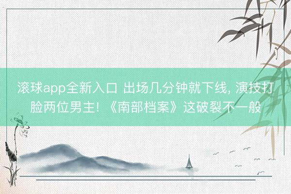 滚球app全新入口 出场几分钟就下线， 演技打脸两位男主! 《南部档案》这破裂不一般